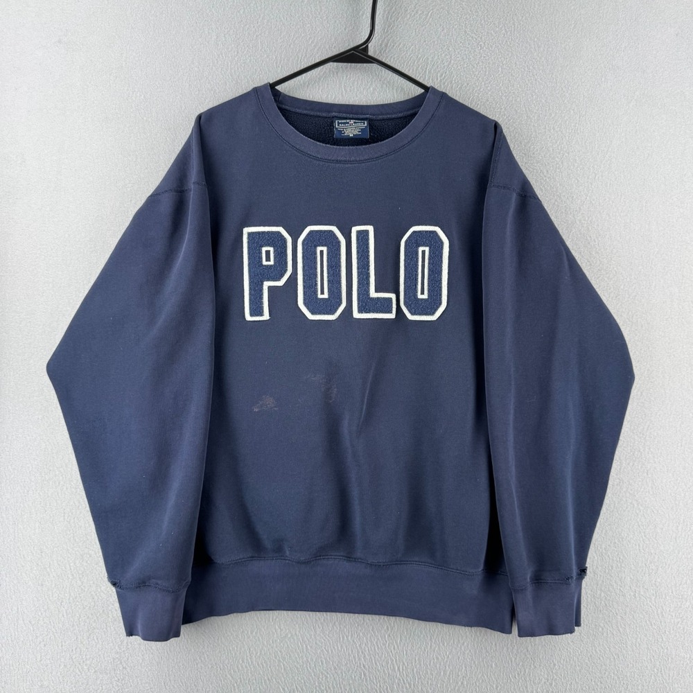 Vintage Polo Sport Ralph Lauren Sweatshirt Mens Medium Blue Y2K Crewneck